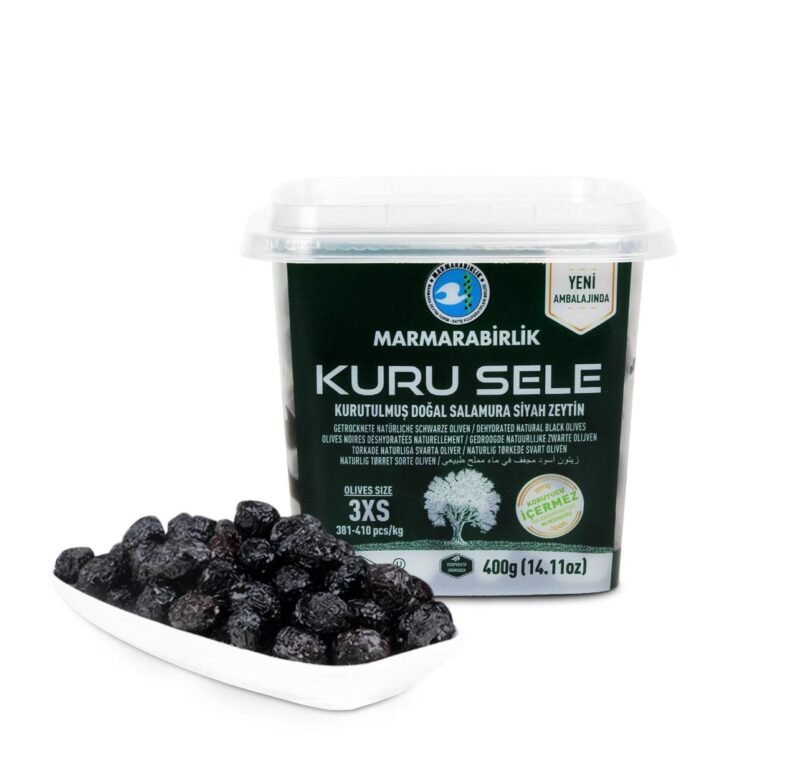 Czarne oliwki Kuru Sele 400g | Marmarabirlik Rozmiar 3XS