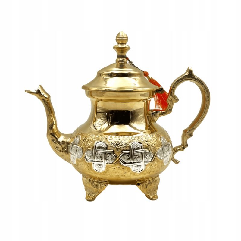 Moroccan Handmade Teapot Gold Brass