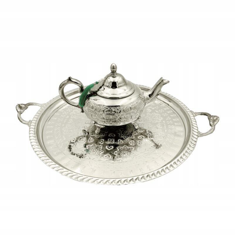 Moroccan Handmade Teapot Silver Brass - Image 4