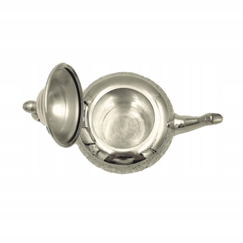 Moroccan Handmade Teapot Silver Brass - Image 3