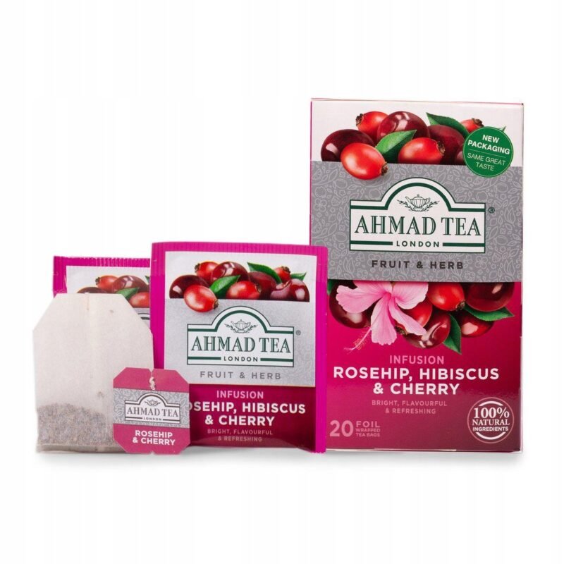 Ahmad tea Rosehip, Hibiscus, Cherry 20 envelopes 40g - Image 4