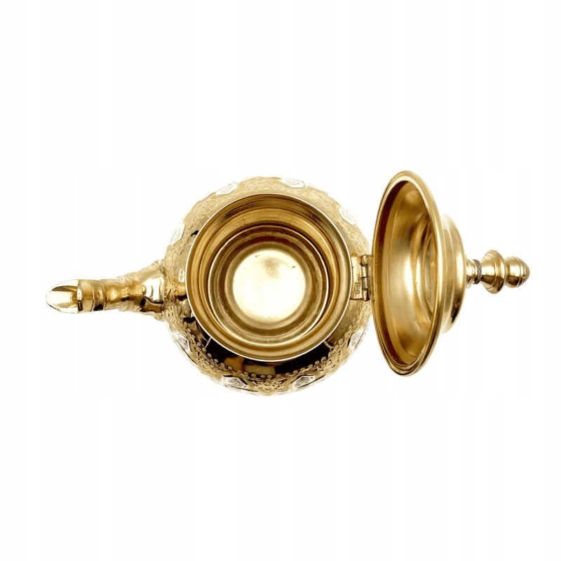 Moroccan Handmade Teapot Gold Brass - Image 2