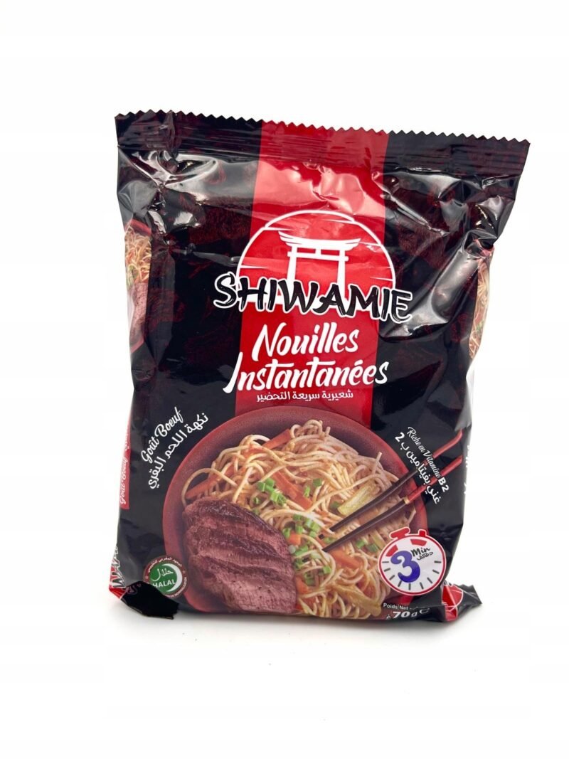 Błyskawiczna zupa makaronowa o smaku wołowiny 70g | Shiwamie