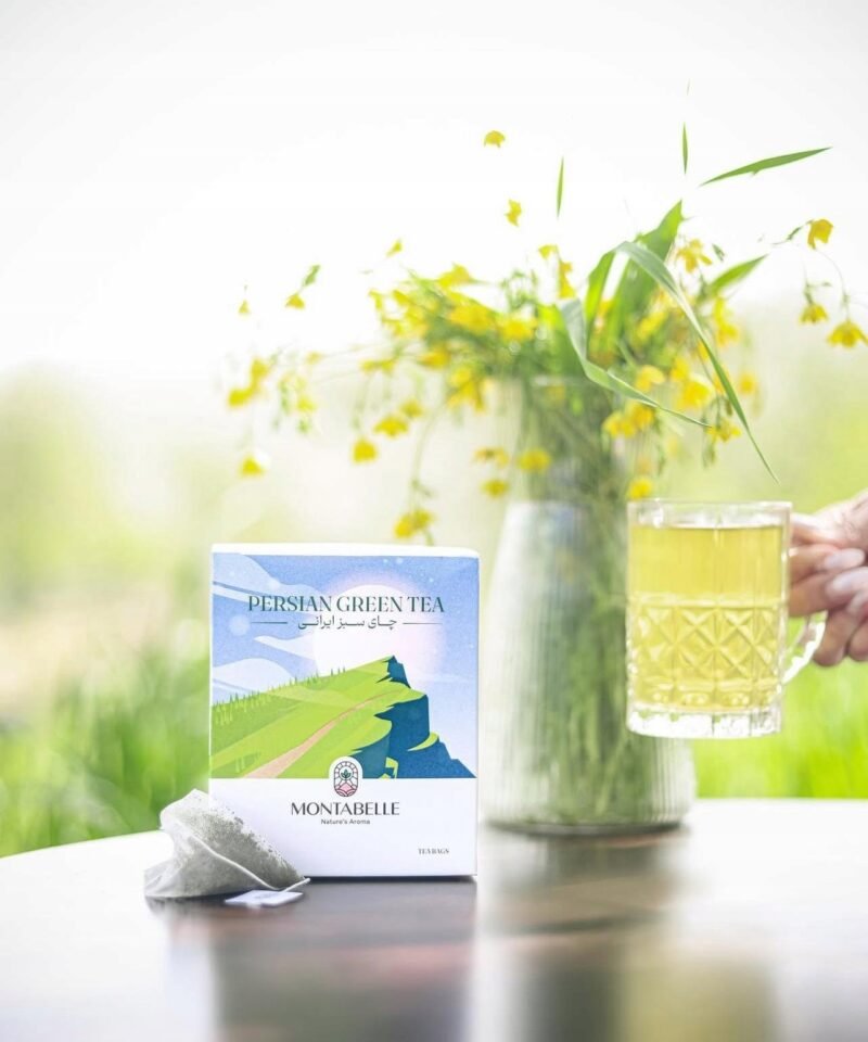 Persian Green leaf tea 30g- 15 Enveloped pyramid teabags MONTABELLE - Image 2