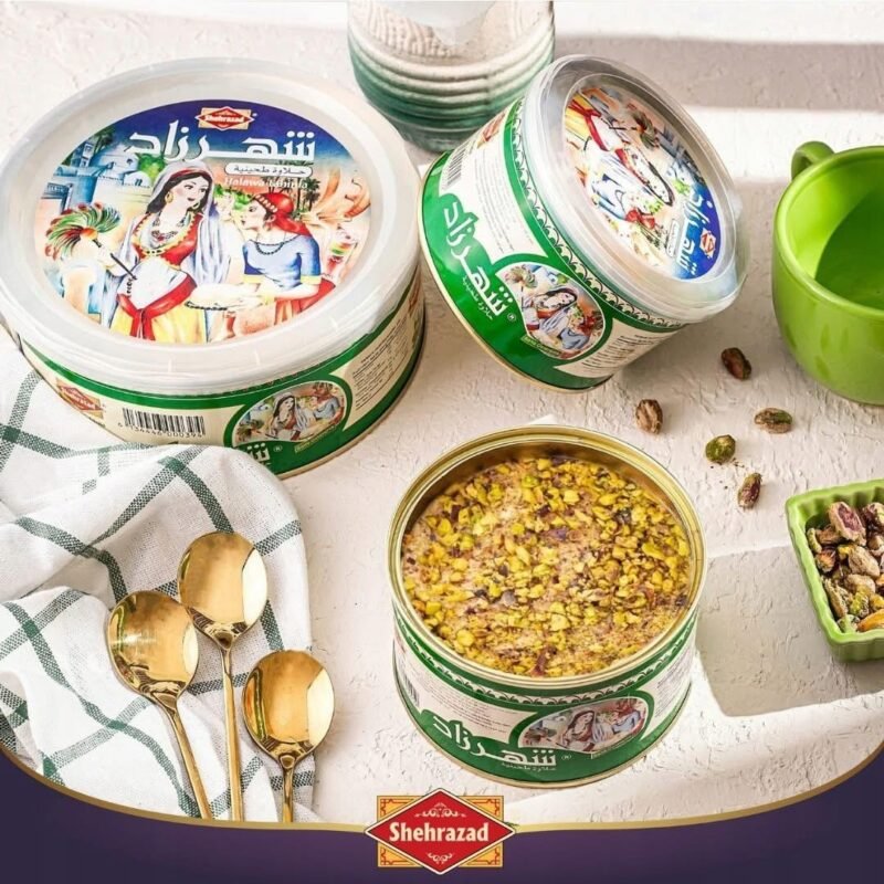 Chałwa z pistacjami puszka 330g SZEHRAZAD - obrazek 2