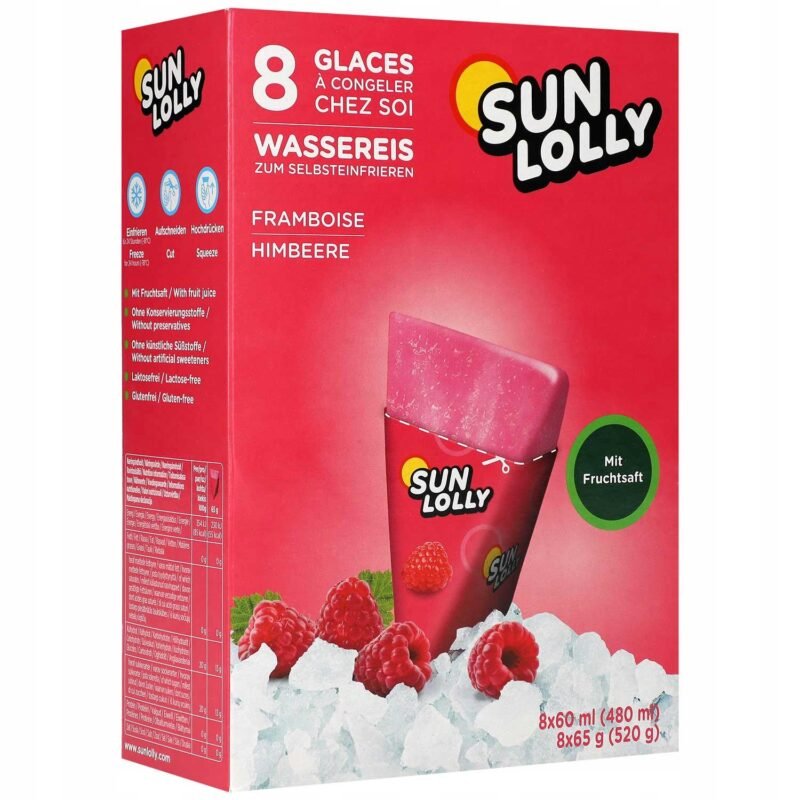 Lody Sun Lolly do zamrożenia w domu malinowe 480 ml 8 x 60 ml
